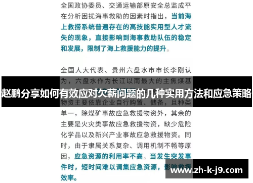 赵鹏分享如何有效应对欠薪问题的几种实用方法和应急策略 赵鹏分享如何有效应对欠薪问题的几种实用方法和应急策略